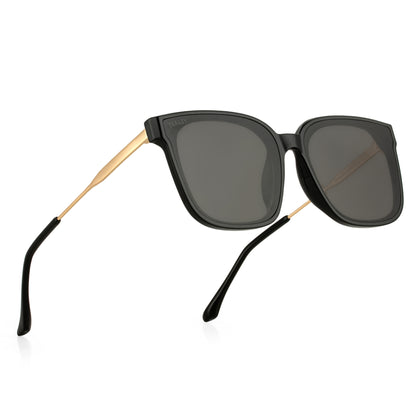 PERKEY Square-Oversized Black UV Protected Sunglasses Men Women - PRKY0013-C1