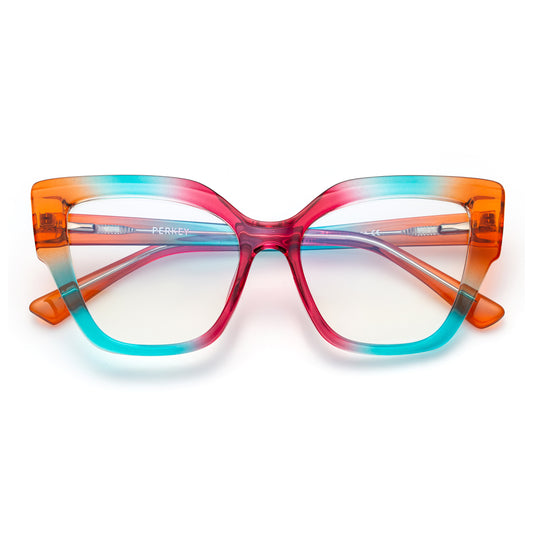 PERKEY Full Rim Cat Eye-Oversized Blue Light Blocking glasses Spectacles Frames Women - OPTL001-C3