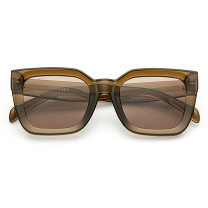 PERKEY Square-Oversized Brown UV Protected Polarized Chasma Shades Men Women - PRKY005-C4