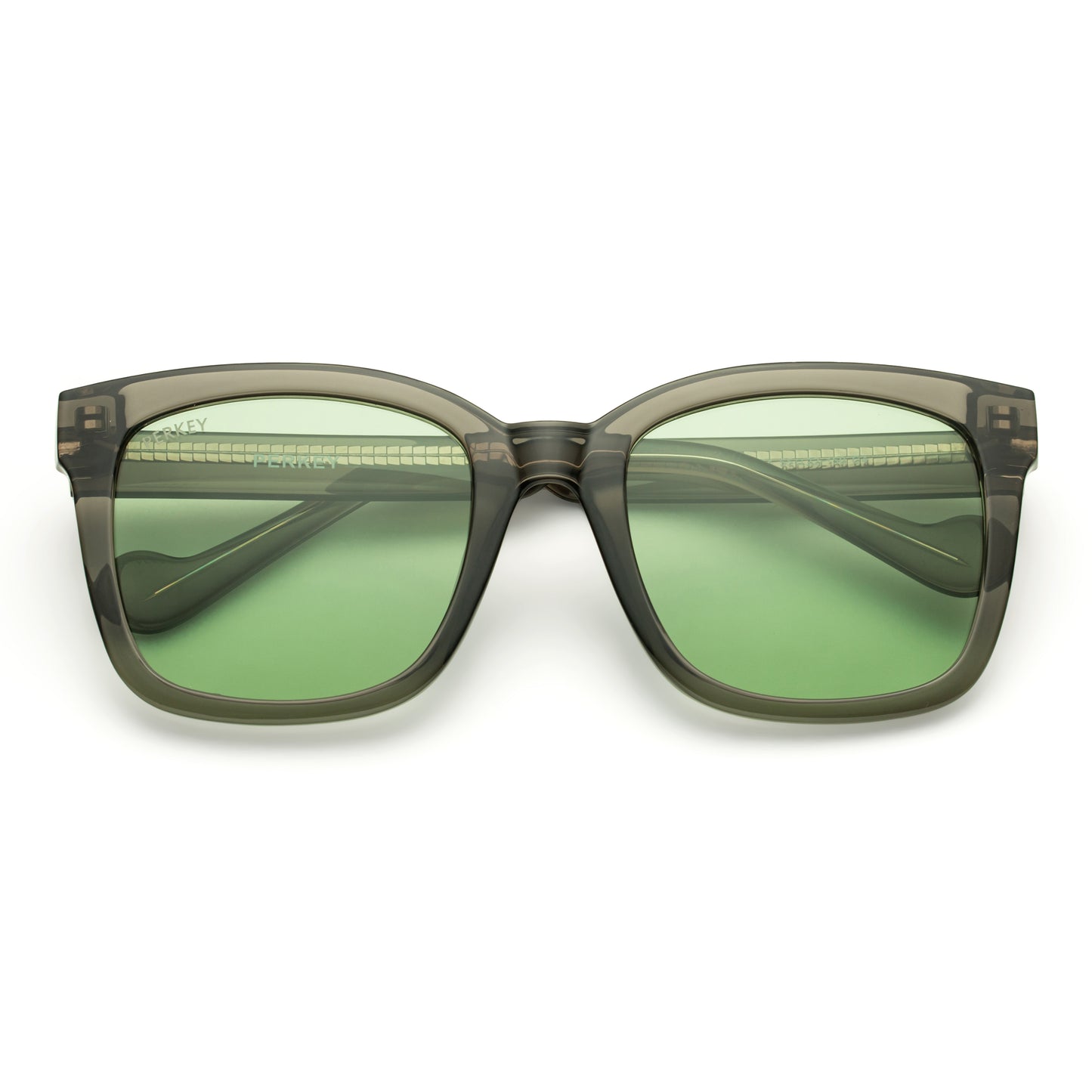 PERKEY Square-Oversized Green UV Protected Polarized Sunglasses Men Women - PRKY003-C2