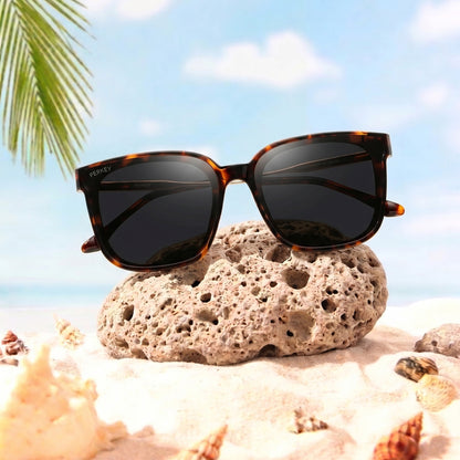 PERKEY Square-Oversized Black UV Protected Chasma Shades Men Women - PRKY0013-C3
