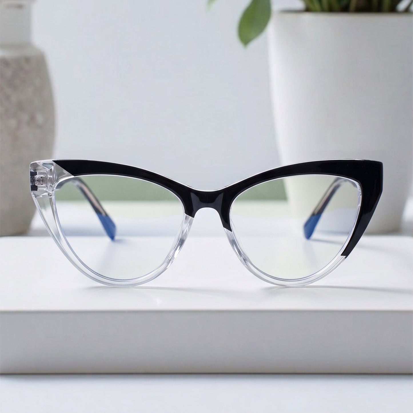 PERKEY Cat Eye Black White Fusion Computer Glasses For Women - OPTL0010-C4