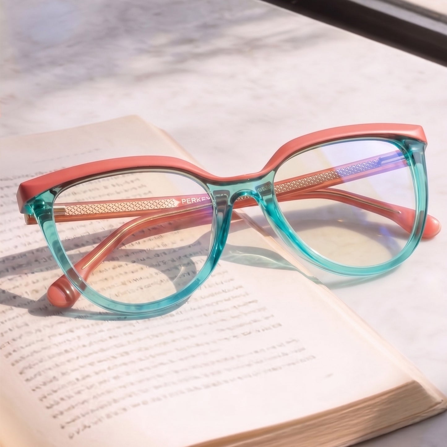 PERKEY Full Rim Oversized-Cat Eye Blue Light Blocking Computer Glasses For Women - OPTL006-C3