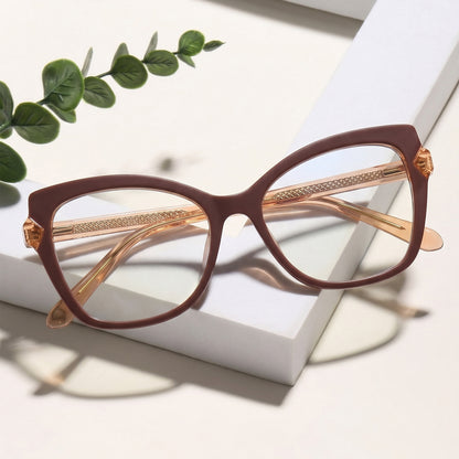 PERKEY Full Rim Cat Eye-Oversized Computer Glasses For Eye Protection Women - OPTL005-C1