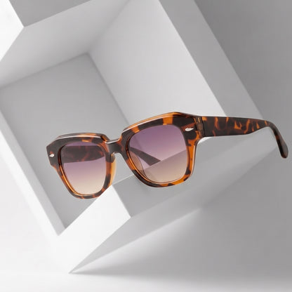 PERKEY Square Brown UV Protected Polarized Cooling Sunglasses For Men & Women - PRKY004-C5