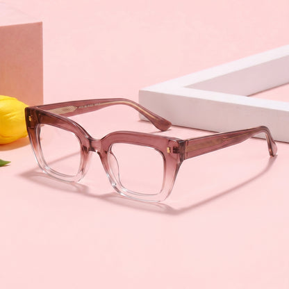 PERKEY Full Rim Retro Square Blue Light Cut & Antiglare Computer Eyeglasses For Women | Bold Style | - OPTL0016-C3