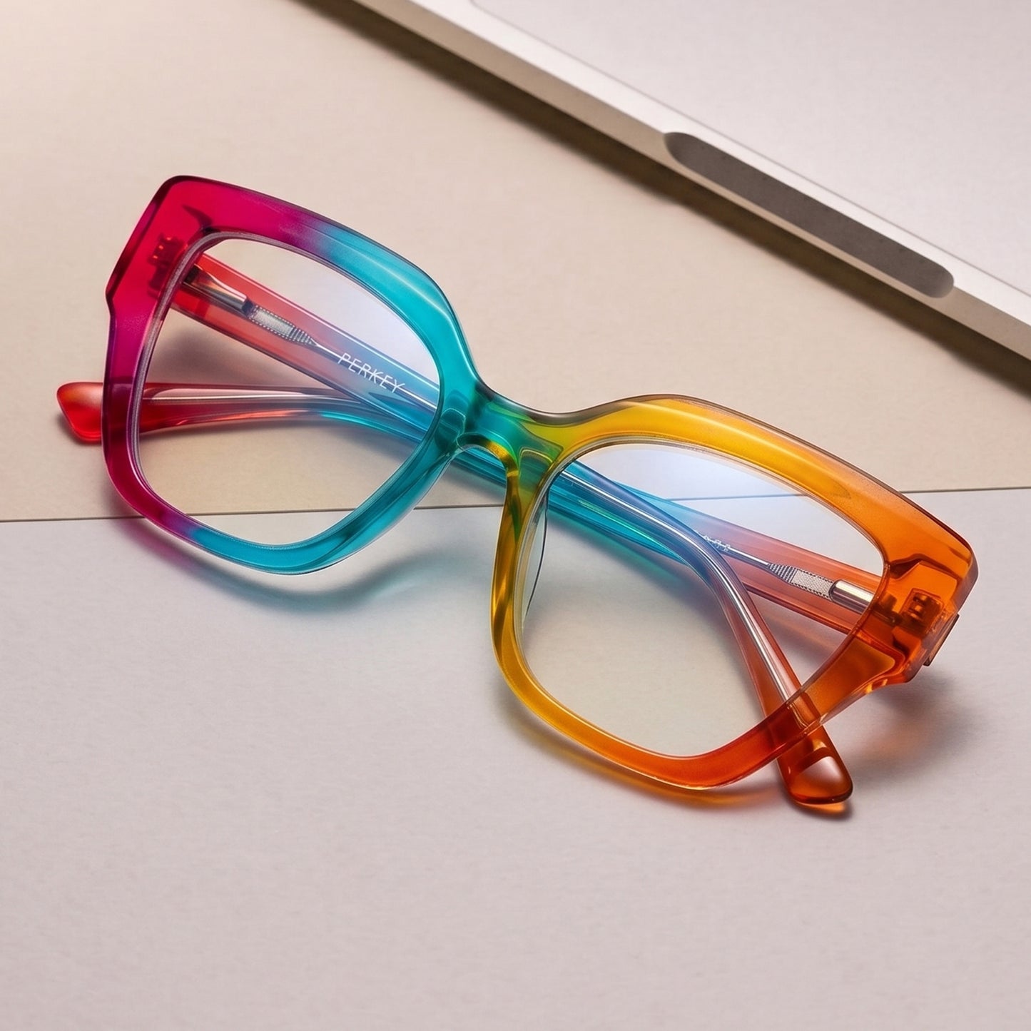 PERKEY Full Rim Square-Oversized Blue Light Blocking Spectacles Frames For Men Women - OPTL002-C3