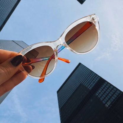 PERKEY Cat Eye Brown UV Protected Polarized Cooling Sunglasses Women - PRKY001-C5