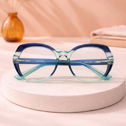 PERKEY Full Rim Oval Blue Light Blocking glasses Spectacles Frames Women - OPTL004-C3