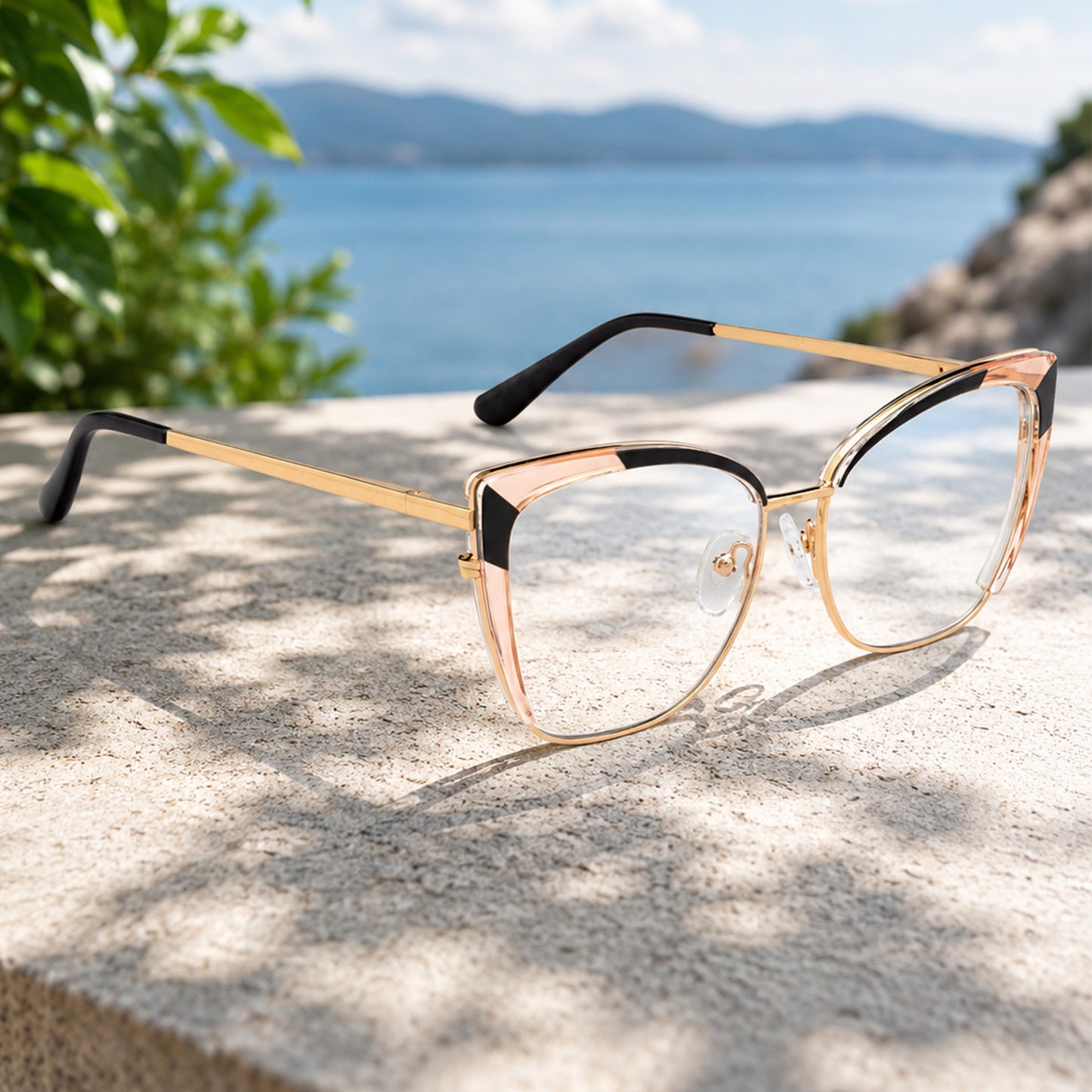 PERKEY Full Rim Cat Eye Blue Light Cut & Antiglare Computer Eyeglasses For Women | Stylish | - OPTL0018-C2