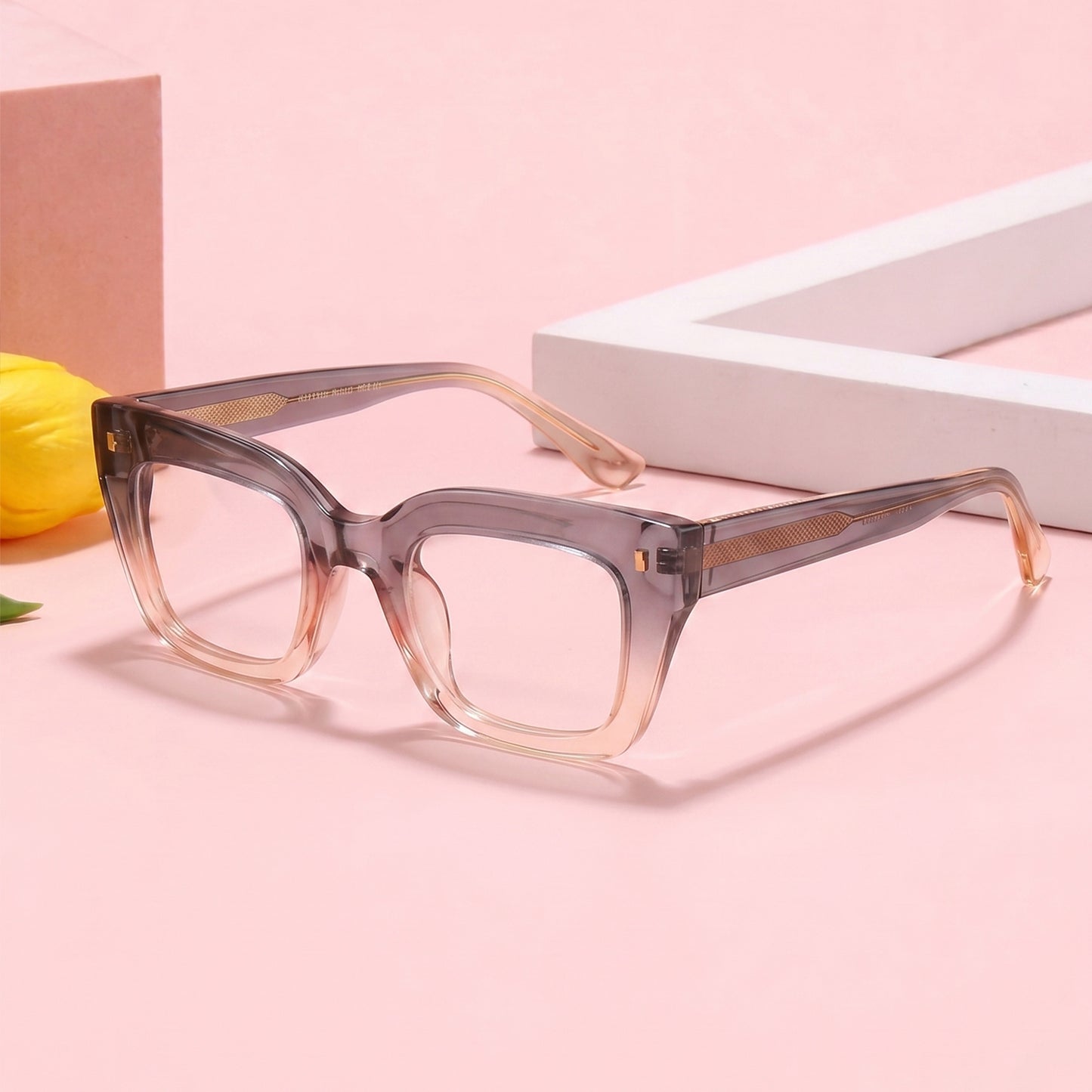 PERKEY Full Rim Retro Square Blue Light Cut & Antiglare Computer Eyeglasses For Women | Bold Style | - OPTL0016-C4