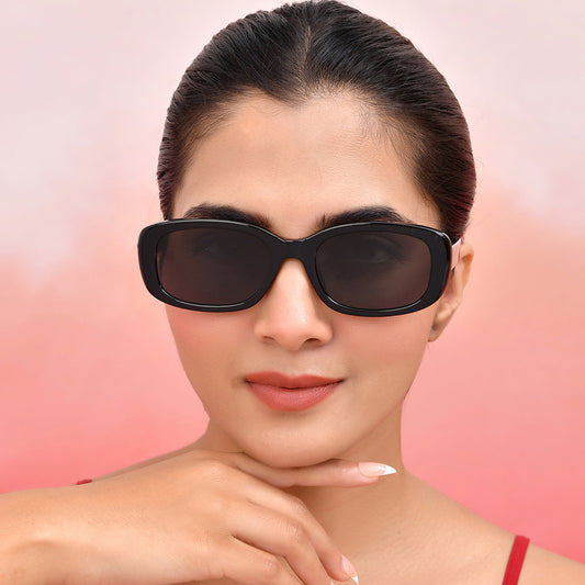 PERKEY 100% UV Protected Rectangle Sunglasses For Men and Women - PRKY0019-C1
