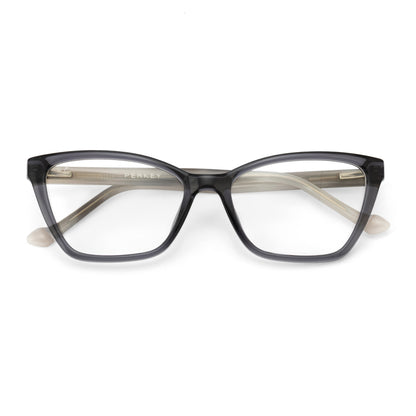PERKEY Full Rim Soft Cat Eye Shiny Grey Spectacle Frames For Women - OPTL0021-C2