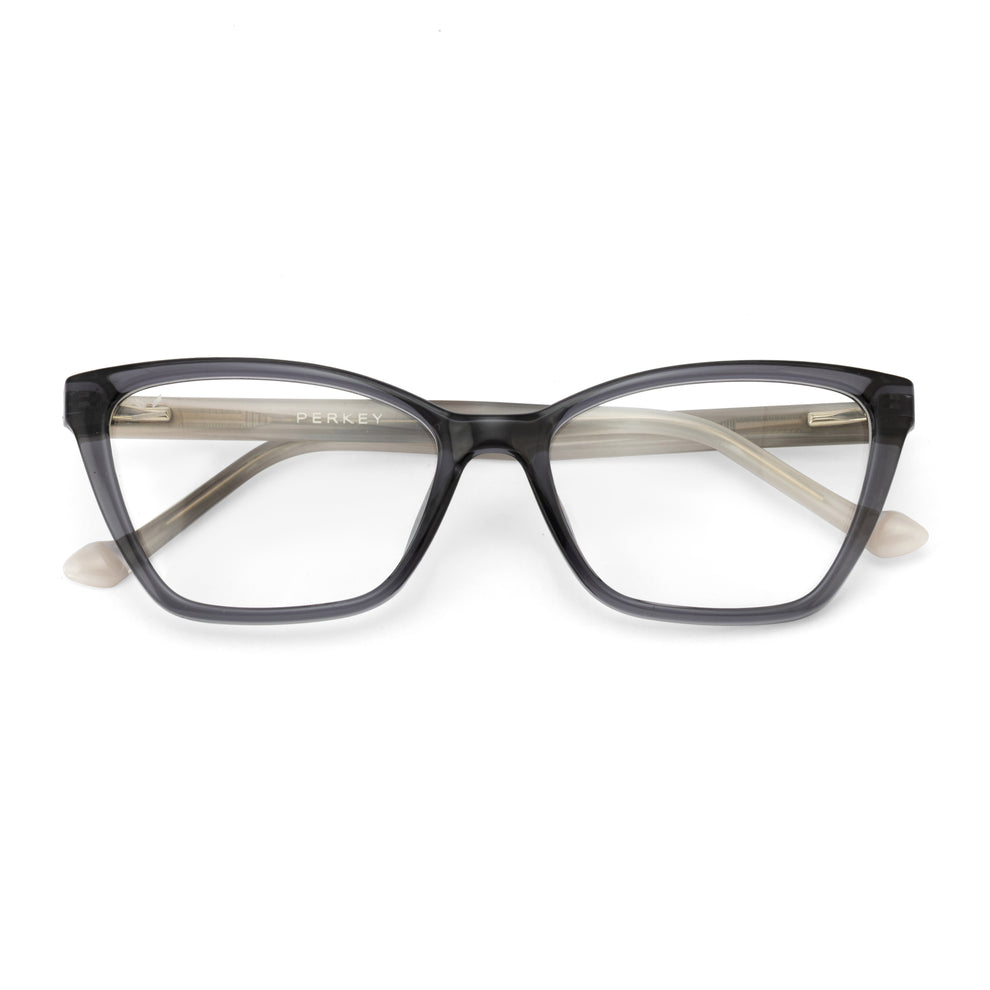 PERKEY Full Rim Soft Cat Eye Shiny Grey Spectacle Frames For Women - O ...
