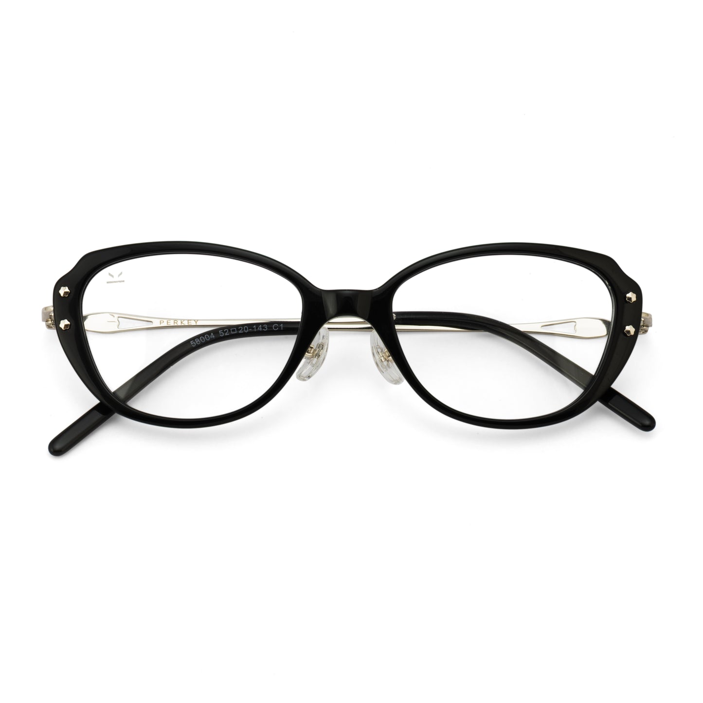 PERKEY Full Rim Oval Black Eyeglass Frame For Women  - OPTL0025-C1