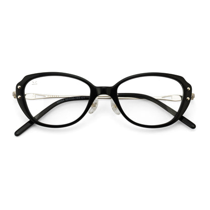 PERKEY Full Rim Oval Black Eyeglass Frame For Women  - OPTL0025-C1