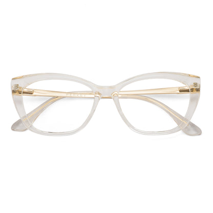 PERKEY Cat Eye Bold Glossy Transparent Spectacle Frame For Women - OPTL0024-C2