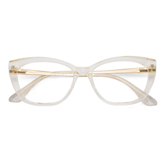 PERKEY Cat Eye Bold Glossy Transparent Spectacle Frame For Women - OPTL0024-C2