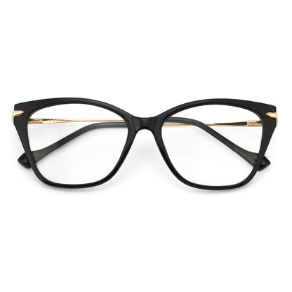 PERKEY Cat Eye Black Glossy Spectacle Frames For Women - OPTL0023-C1
