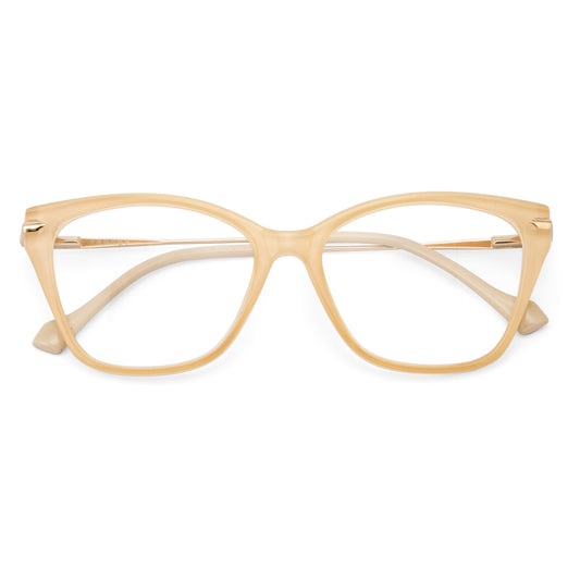 PERKEY Cat Eye Glossy Biege Eyeglass frame For Women - OPTL0023-C4