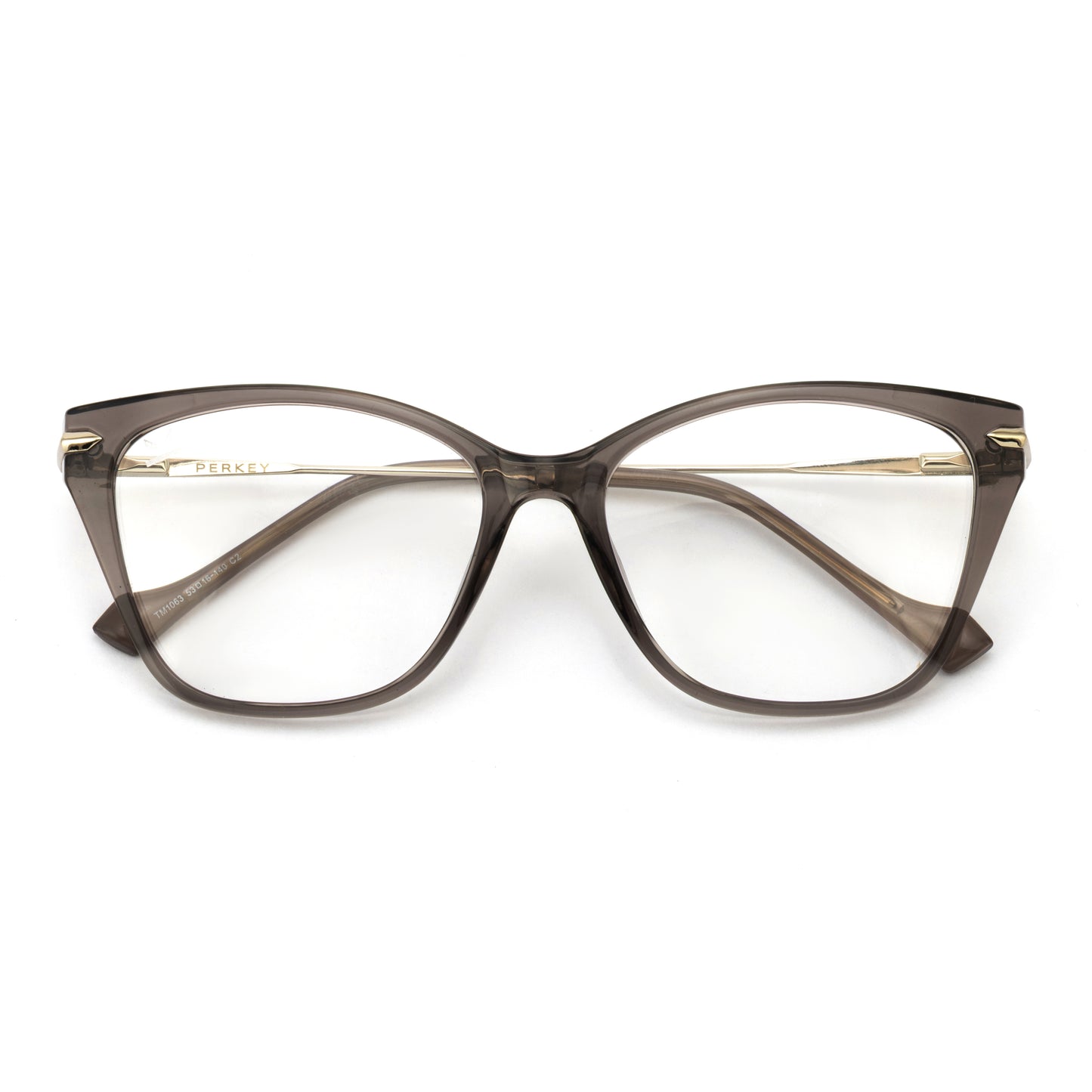 PERKEY Full Rim Cat Eye Transparent Grey Eyeglass Frame For Women - OPTL0023-C2