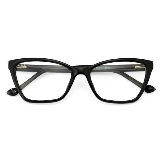PERKEY Soft Cat Eye Full Rim Black Eyeglass Frame For Women - OPTL0021-C1