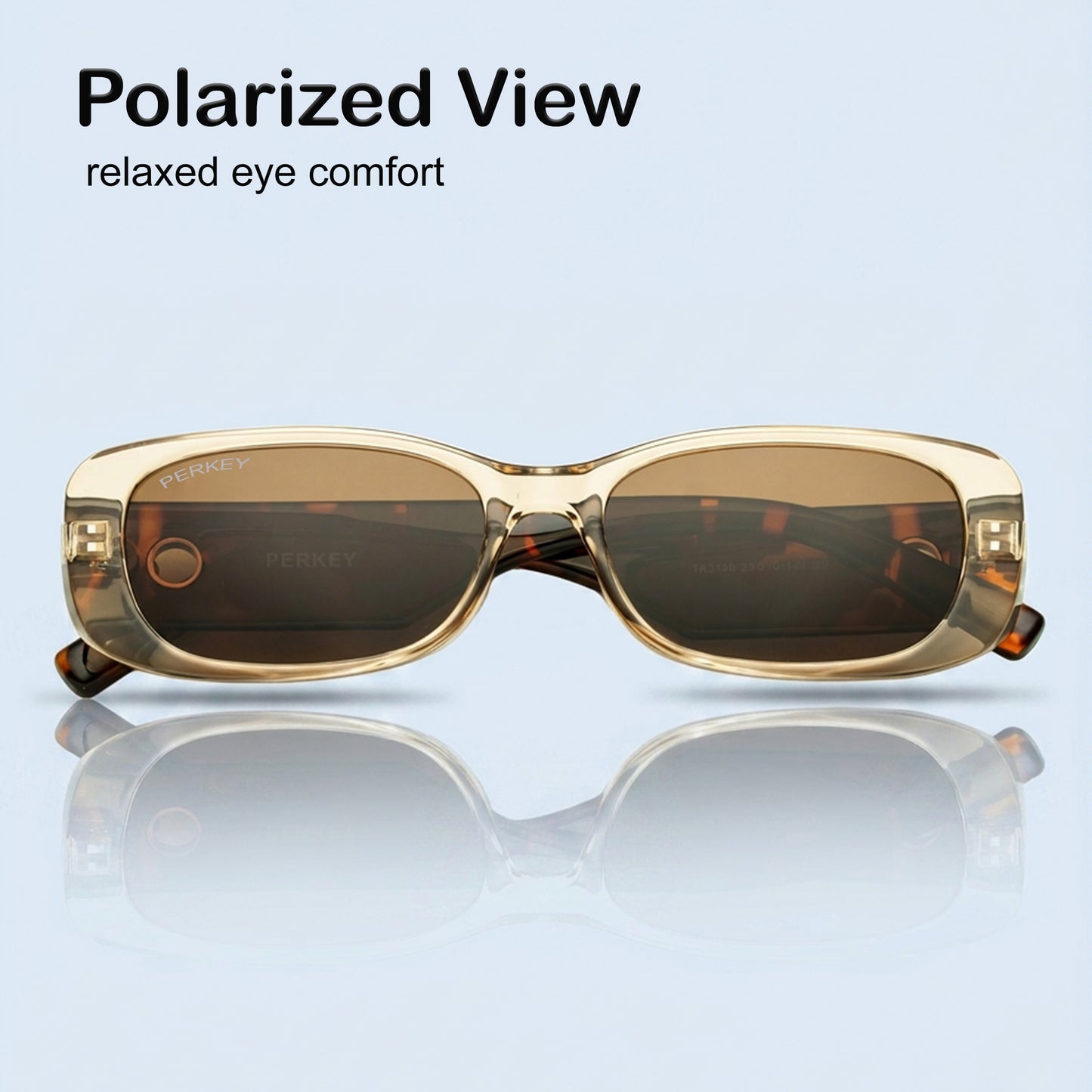 PERKEY Rectangle Biege UV Protected Polarized Sunglasses Men Women - PRKY006-C2