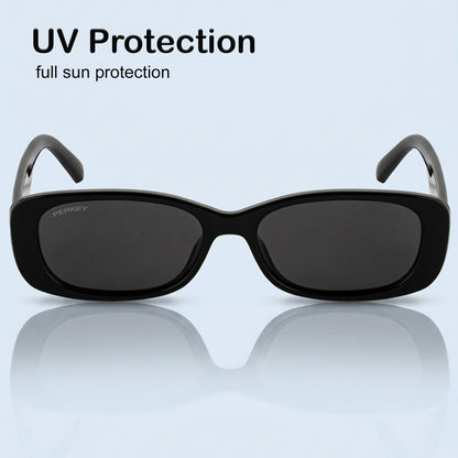 PERKEY Rectangle Black UV Protected Polarized Sunglasses Men & Women - PRKY006-C1