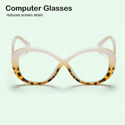 PERKEY Full Rim Oval-Oversized Blue Light Blocking glasses Spectacles Frames Men Women - OPTL0013-C3