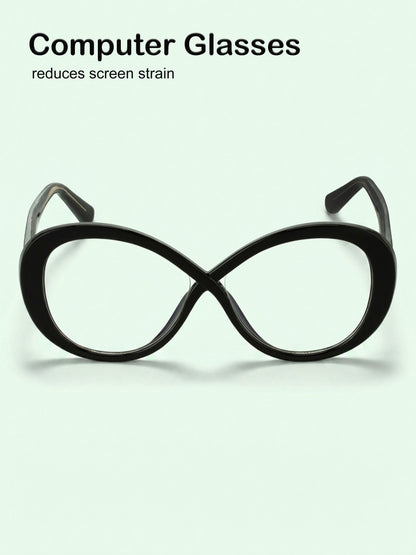 PERKEY Full Rim Oval-Oversized Computer Glasses For Eye Protection Spectacles Frames Men Women - OPTL0013-C1