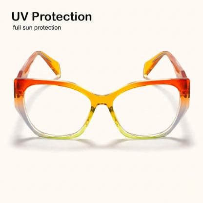 PERKEY Full Rim Cat Eye-Oversized Transparent Computer Blue Cut Spectacles Frames Men Women - OPTL0012-C5
