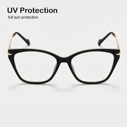 PERKEY Cat Eye Black Glossy Spectacle Frames For Women - OPTL0023-C1