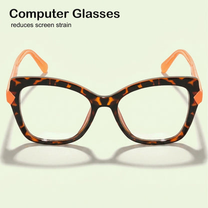 PERKEY Full Rim Cat Eye-Oversized Blue Block Spectacles Frames For Women - OPTL005-C3