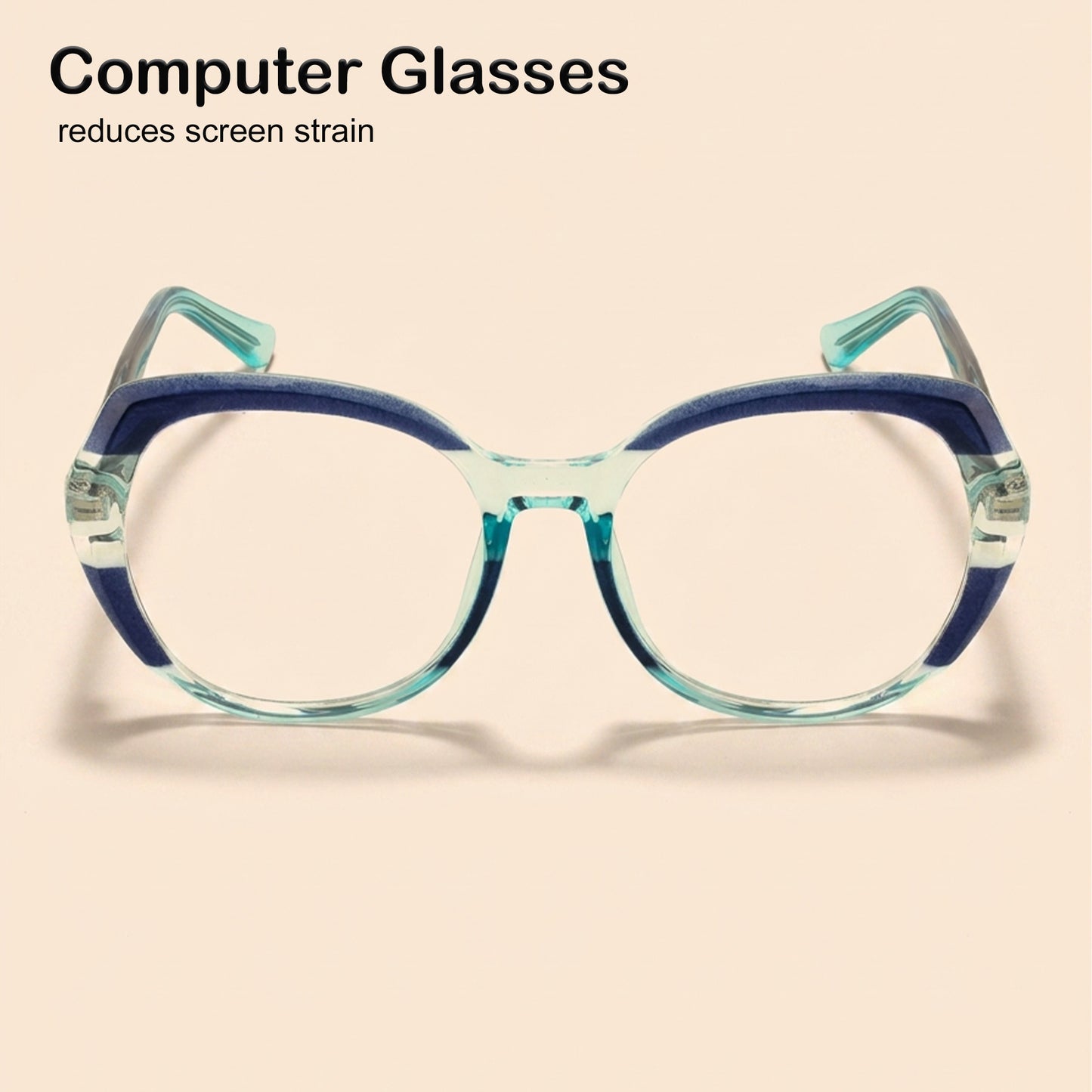 PERKEY Full Rim Oval Blue Light Blocking glasses Spectacles Frames Women - OPTL004-C3