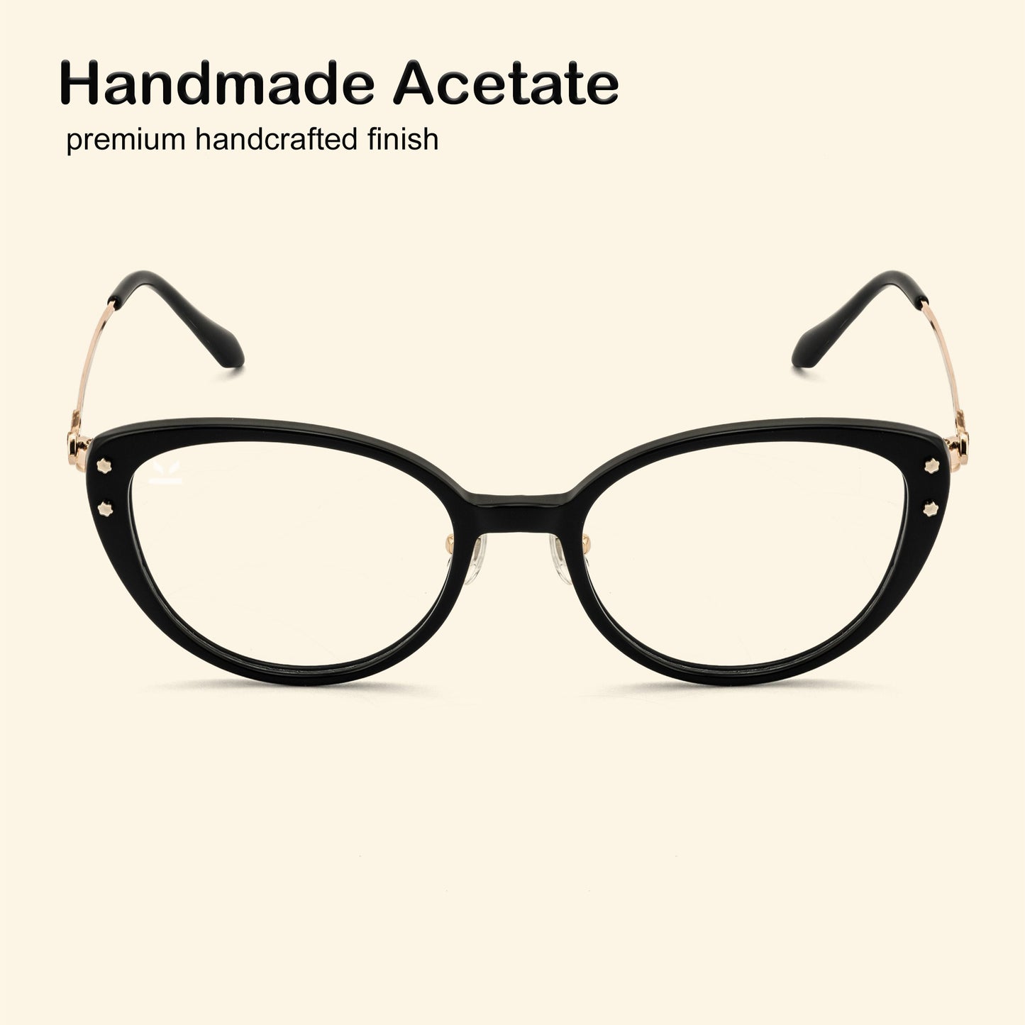 PERKEY Full Rim Soft Cat Eye Black Spectacle Frames For Women - OPTL0026-C1