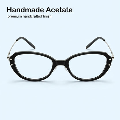PERKEY Full Rim Oval Black Eyeglass Frame For Women  - OPTL0025-C1