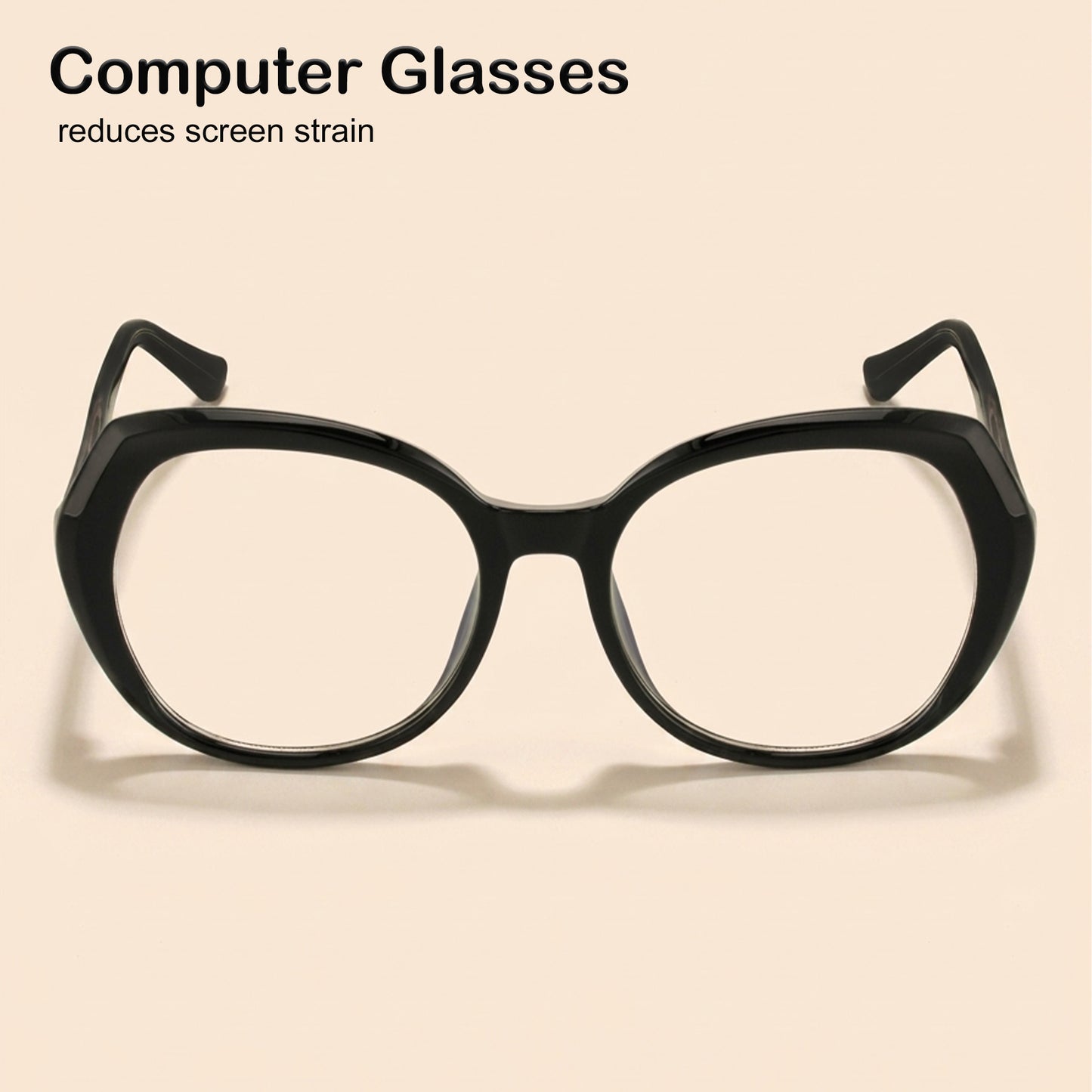 PERKEY Full Rim Oval Blue Block Black Computer Glasses For Women - OPTL004-C1