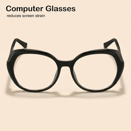 PERKEY Full Rim Oval Blue Block Black Computer Glasses For Women - OPTL004-C1