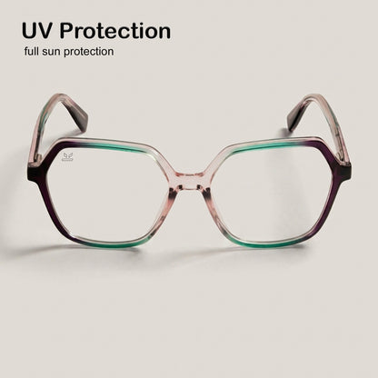 PERKEY Square Full Rim Blue Cut Light Glasses for Women - OPTL0019-C2