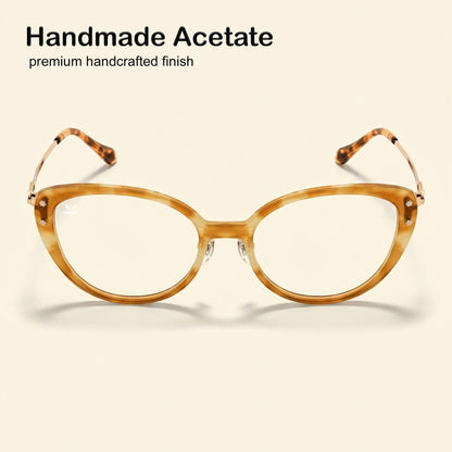 PERKEY Soft Cat Eye Biege Brown Fusion Eyeglass Frame For Women - OPTL0026-C4