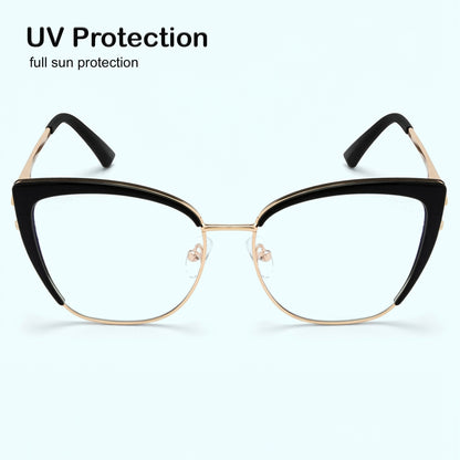 PERKEY Full Rim Cat Eye Blue Light Cut & Antiglare Computer Eyeglasses For Women | Stylish | - OPTL0018-C1