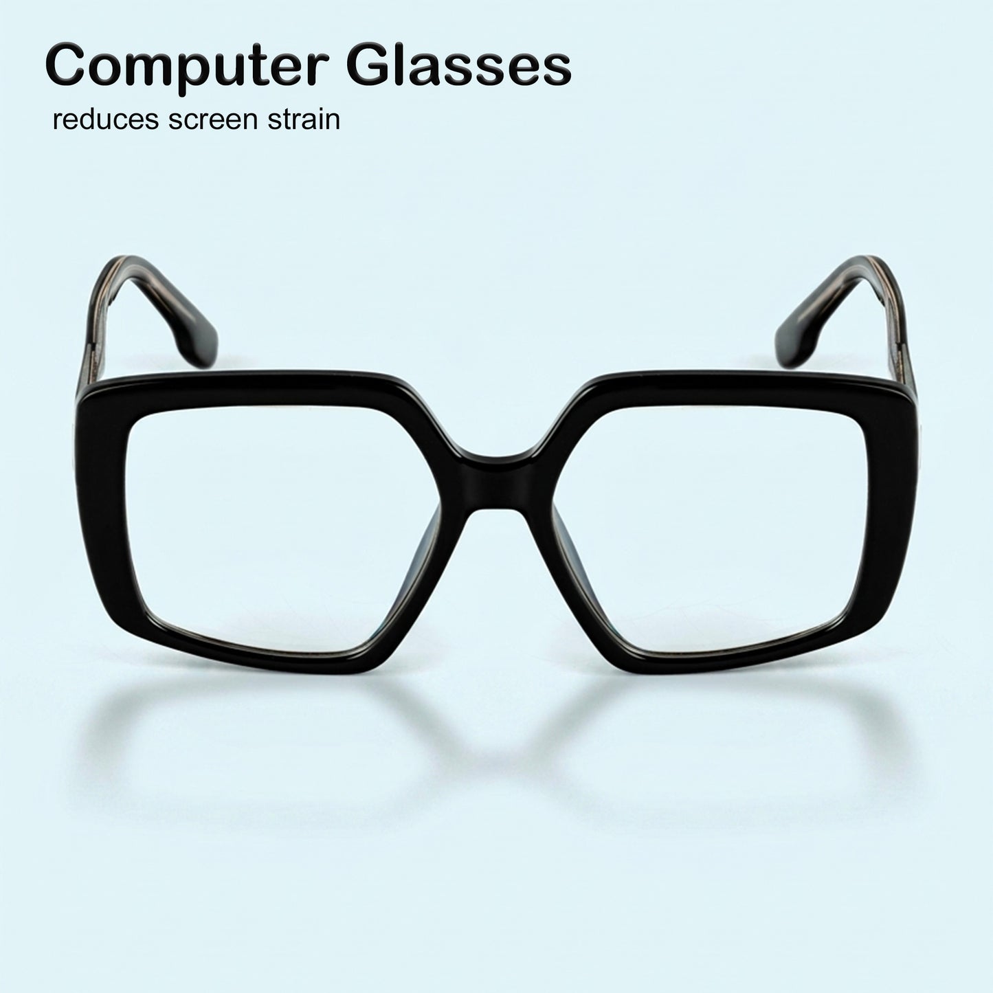 PERKEY Full Rim Square-Oversized Black Computer Glasses For Men Women - OPTL007-C1