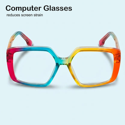PERKEY Full Rim Square-Oversized Blue Light Blocking Frames Men Women - OPTL007-C3