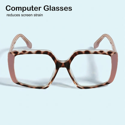PERKEY Full Rim Square-Oversized  Blue Cut Spectacles Frames Men Women - OPTL007-C2
