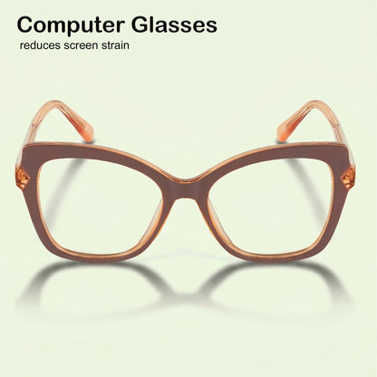 PERKEY Full Rim Cat Eye-Oversized Computer Glasses For Eye Protection Women - OPTL005-C1