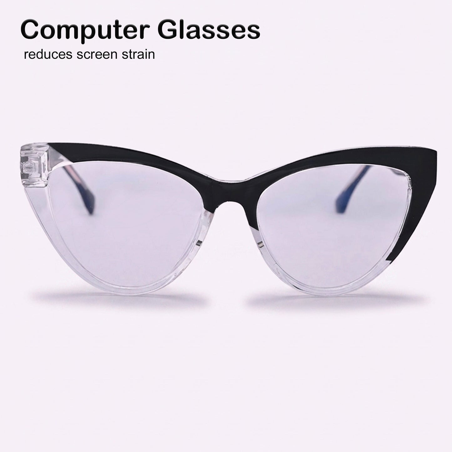 PERKEY Cat Eye Black White Fusion Computer Glasses For Women - OPTL0010-C4
