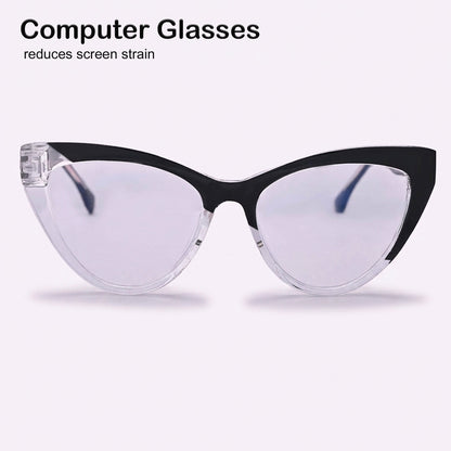 PERKEY Cat Eye Black White Fusion Computer Glasses For Women - OPTL0010-C4
