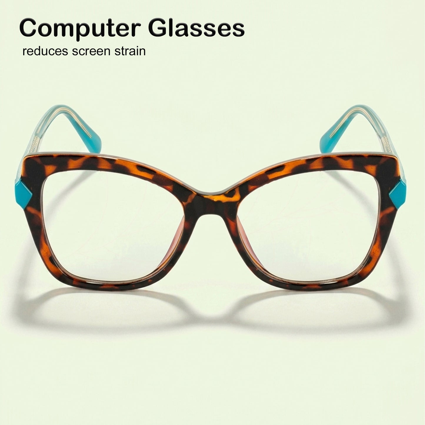 PERKEY Full Rim Cat Eye-Oversized Transparent Blue Cut Spectacles Frames Women - OPTL005-C2