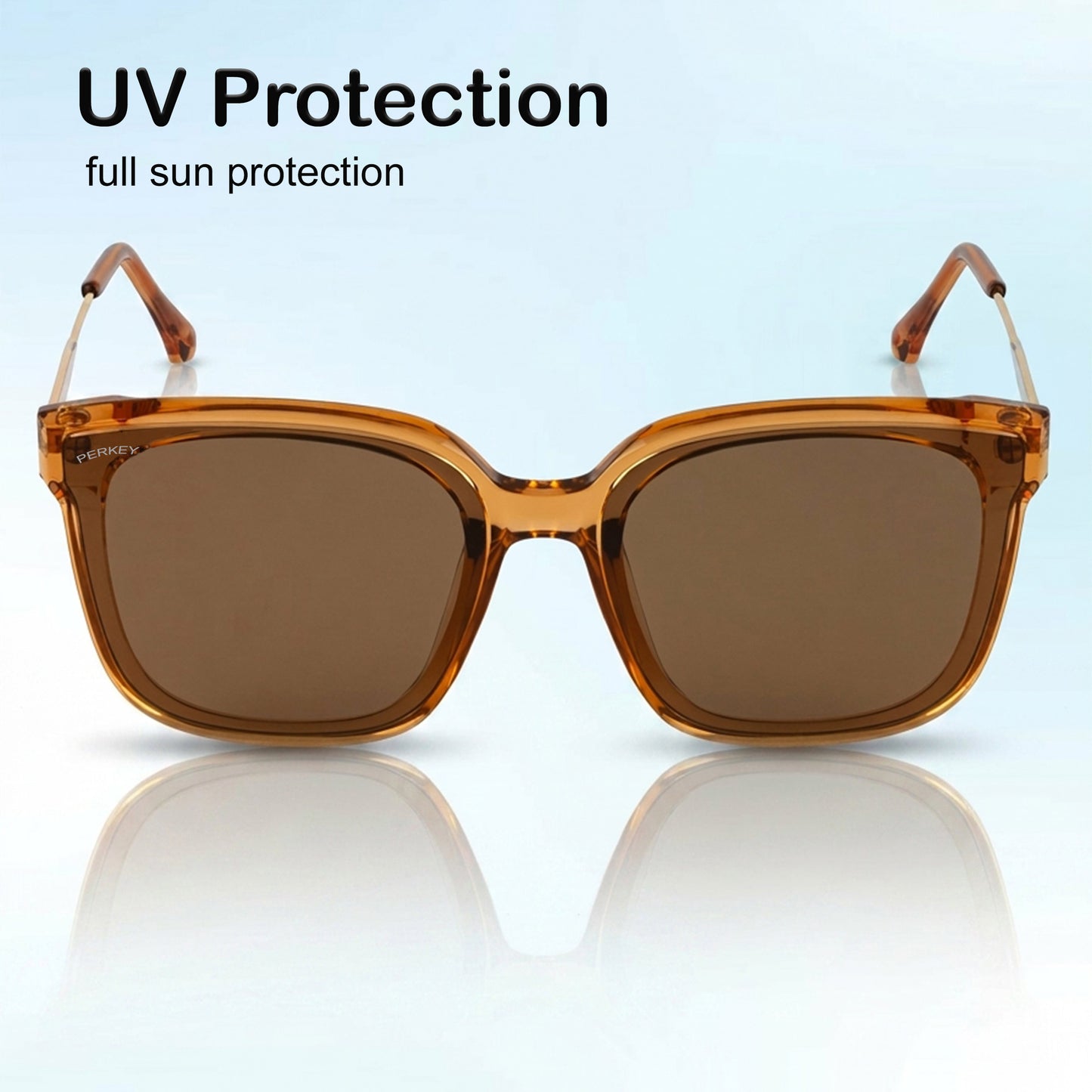 PERKEY Square-Oversized Brown UV Protected  Sunglasses For Men & Women - PRKY0013-C4