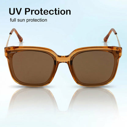 PERKEY Square-Oversized Brown UV Protected  Sunglasses For Men & Women - PRKY0013-C4